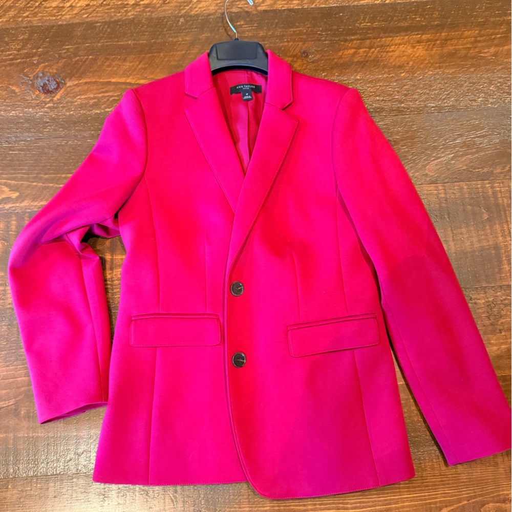 Ann Taylor Deep Red Ponte Blazer